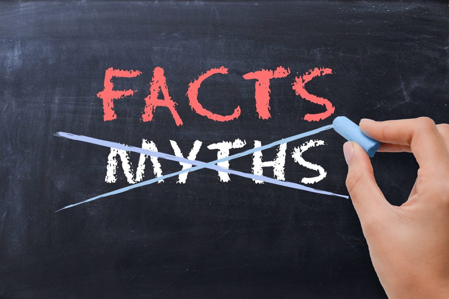 myths and facts written on blackboard