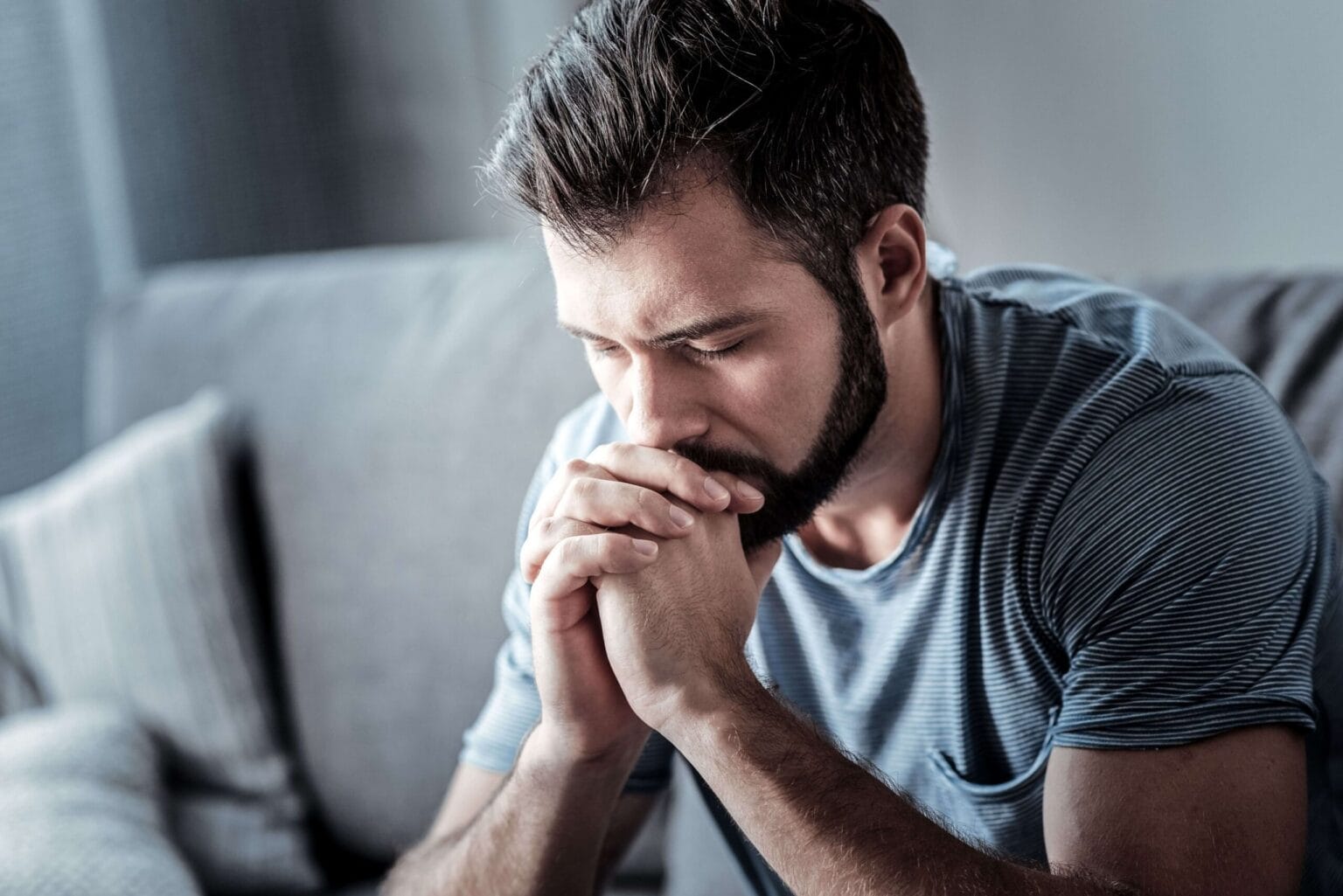man struggling with worsening depression
